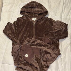 Aerie Brown Velvet Tracksuit